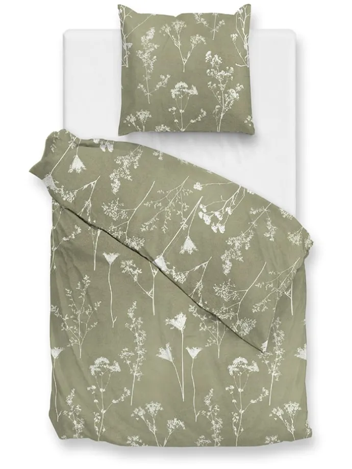 Flanell-Bettwäsche-Set ''Yarrow'' in Grün