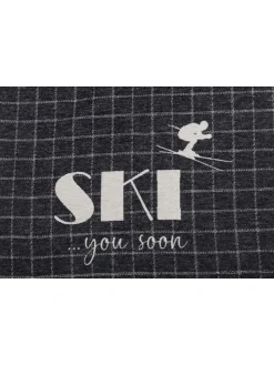 Flanelldecke "Silvretta - Ski You Soon" in Anthrazit