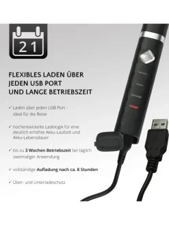 FLASH TRAVEL USB-Schallzahnbürste in schwarz