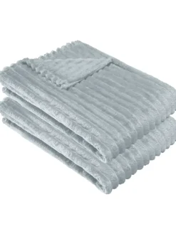 Fleece, Microfaser Wohndecke 2er-Pack Aosta in silbergrau