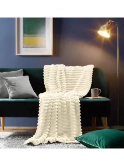 Fleece, Microfaser Wohndecke 2er-Pack Aosta in wollweiß