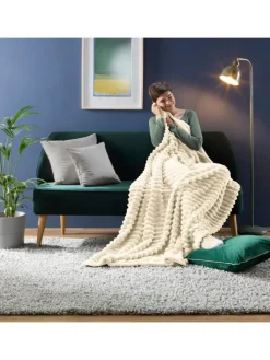 Fleece, Microfaser Wohndecke 2er-Pack Aosta in wollweiß