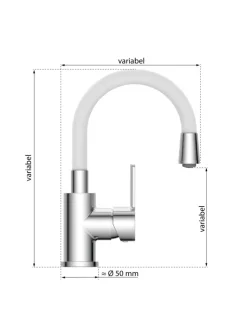 FLEXO Waschtischarmatur, Chrom/Weiß, mit flexiblem Auslauf