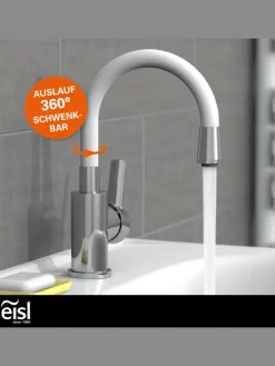 FLEXO Waschtischarmatur, Chrom/Weiß, mit flexiblem Auslauf