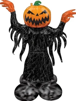 Folienballon "Pumpkin Head" in Schwarz/ Orange