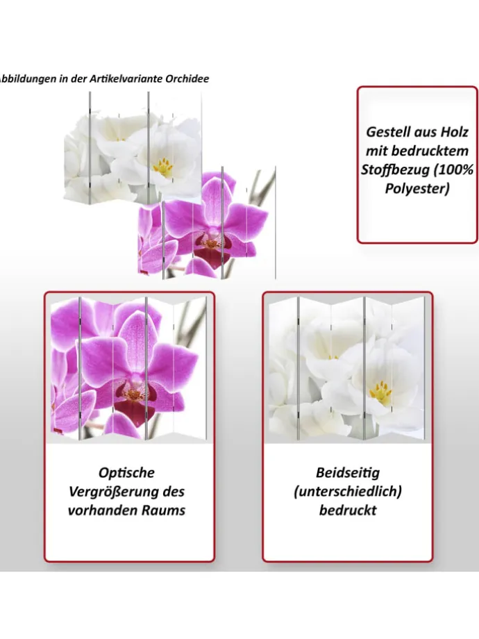 Foto-Paravent Bagheria, 180x200cm, Orchidee