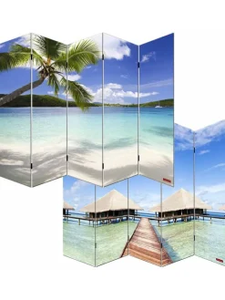 Foto-Paravent Bagheria, 180x200cm, Strand