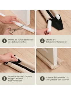 für Türen 70-100cm Waschbarer Stoff - Energiesparend - Stoff - Beige