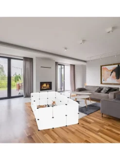 Freilaufgehege in Weiß - (B)110 x (H)92 x (T)110 cm