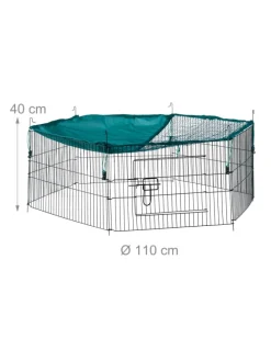 Freilaufgehege mit Netz-Abdeckung in Grün - Ø 110 cm