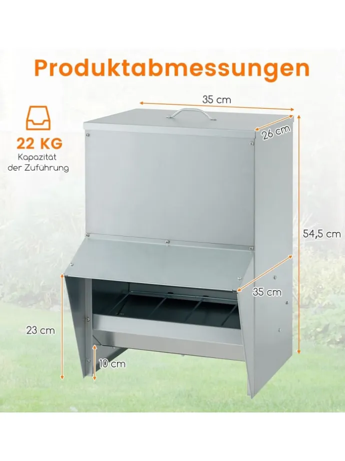 Futterautomat 35x35x54,5cm in Silber