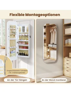 Ganzkörperspiegel abschließbarm mit LED 107,5 cm in Weiß