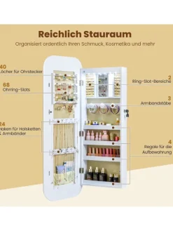 Ganzkörperspiegel abschließbarm mit LED 107,5 cm in Weiß