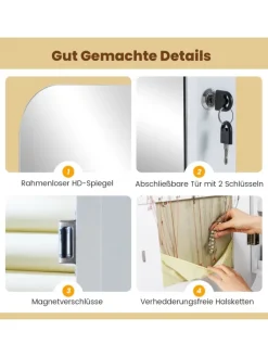 Ganzkörperspiegel abschließbarm mit LED 107,5 cm in Weiß