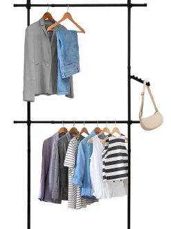 Garderobe in Schwarz - (B)112 x (H)278 cm