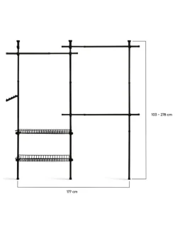 Garderobe in Schwarz - (B)177 x (H)278 x (T)35 cm