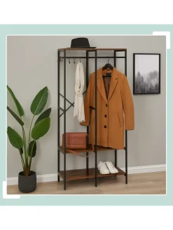 Garderobe in Schwarz/ Braun - (B)94,5 x (H)180 x (T)40 cm