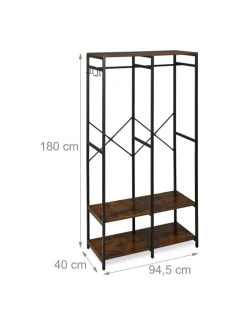 Garderobe in Schwarz/ Braun - (B)94,5 x (H)180 x (T)40 cm