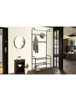 Garderobe "Pasadena" in Schwarz - (B)71 x (H)186 x (T)31 cm
