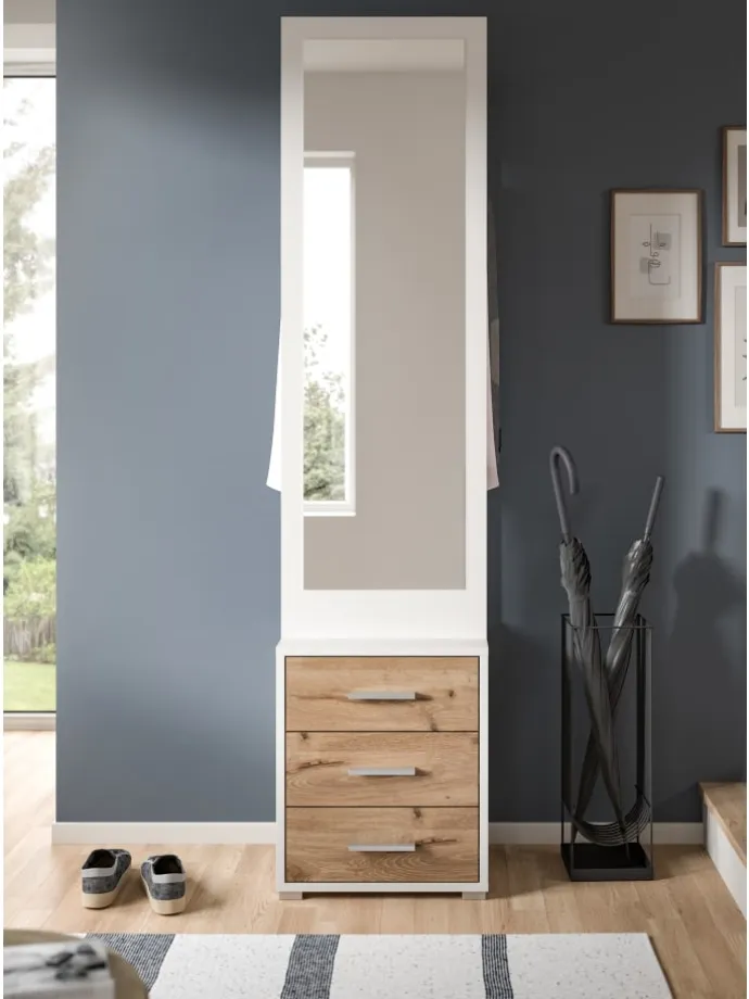 Garderobenkombination (B/H/T: 45x190x38 cm) in Nox Oak Nachbildung