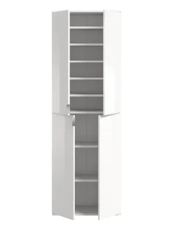 Garderobenkombination (B/H/T: 183x193x34 cm) in weiß und weiß Hochglanz