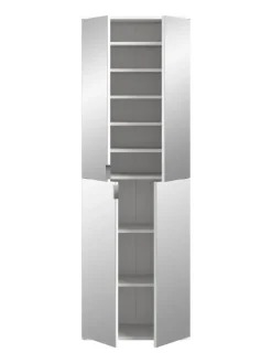 Garderobenkombination (B/H/T: 183x193x34 cm) in weiß und weiß Hochglanz