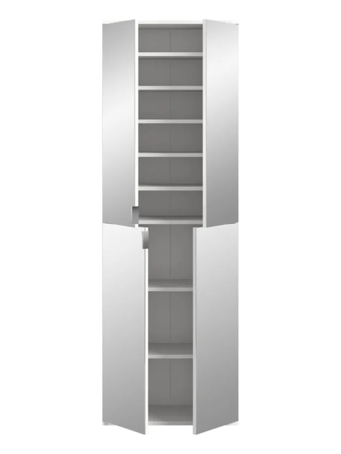 Garderobenkombination (B/H/T: 183x193x34 cm) in weiß und weiß Hochglanz