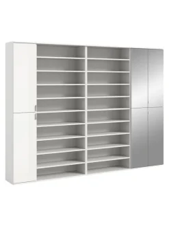 Garderobenkombination (B/H/T: 232x191x37 cm) in weiß hochglanz