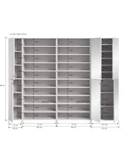 Garderobenkombination (B/H/T: 232x191x37 cm) in weiß hochglanz