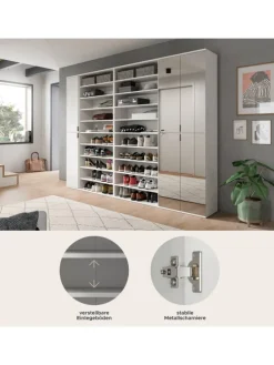 Garderobenkombination (B/H/T: 232x191x37 cm) in weiß hochglanz