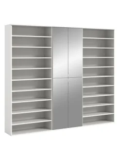 Garderobenkombination (B/H/T: 222x191x37 cm) in weiß hochglanz