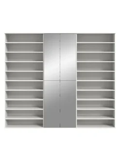 Garderobenkombination (B/H/T: 222x191x37 cm) in weiß hochglanz