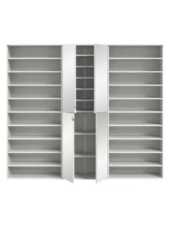 Garderobenkombination (B/H/T: 222x191x37 cm) in weiß hochglanz