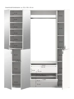 Garderobenkombination (B/H/T: 152x193x34 cm) in Artisan Eiche Nachbildung