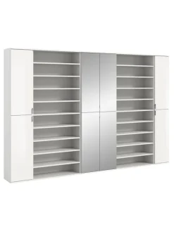 Garderobenkombination (B/H/T: 262x191x37 cm) in weiß hochglanz