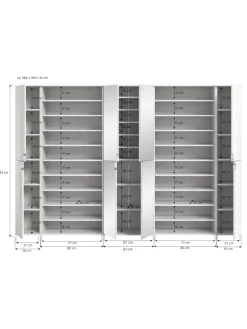 Garderobenkombination (B/H/T: 262x191x37 cm) in weiß hochglanz