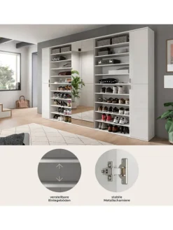 Garderobenkombination (B/H/T: 262x191x37 cm) in weiß hochglanz