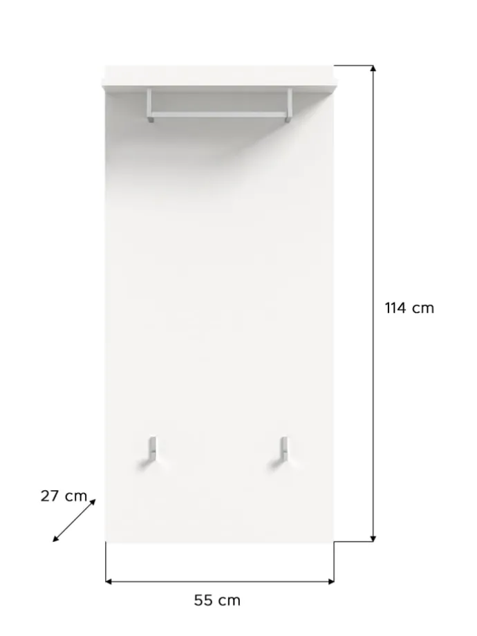 Garderobenkombination (B/H/T: 165x191x37 cm) in weiß und weiß Hochglanz