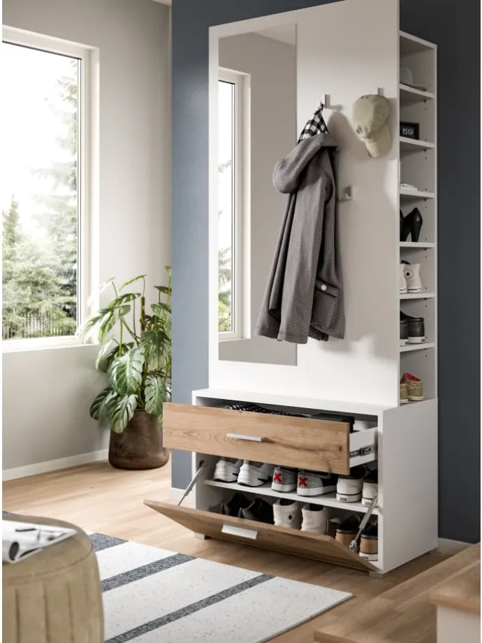 Garderobenkombination (B/H/T: 80x190x38 cm) in Nox Oak Nachbildung