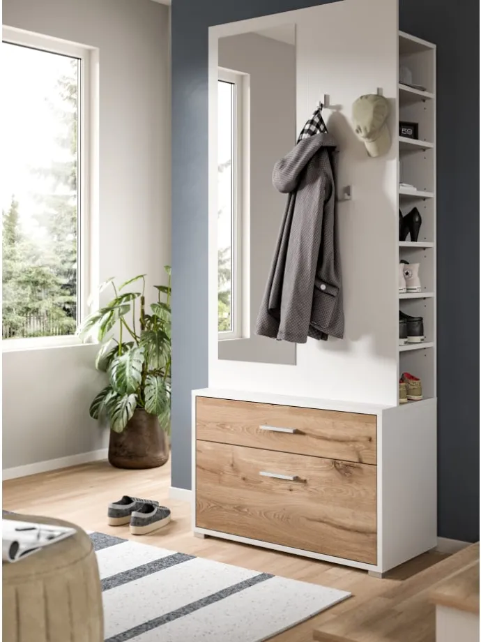 Garderobenkombination (B/H/T: 80x190x38 cm) in Nox Oak Nachbildung
