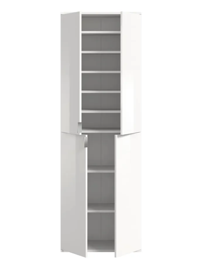 Garderobenkombination (B/H/T: 183x193x34 cm) in weiß und weiß Hochglanz