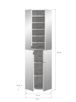 Garderobenkombination (B/H/T: 244x193x34 cm) in weiß und weiß Hochglanz