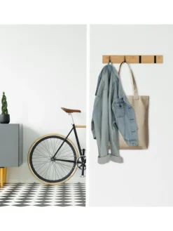 Garderobenleiste in Natur/ Schwarz - (B)40 x (H)5,5 x (T)5 cm