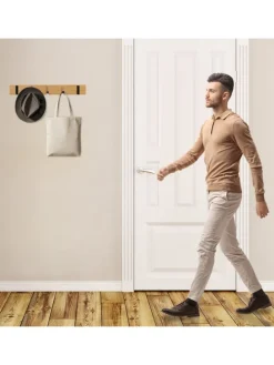 Garderobenleiste in Natur/ Schwarz - (B)40 x (H)5,5 x (T)5 cm