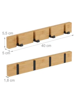 Garderobenleiste in Natur/ Schwarz - (B)40 x (H)5,5 x (T)5 cm