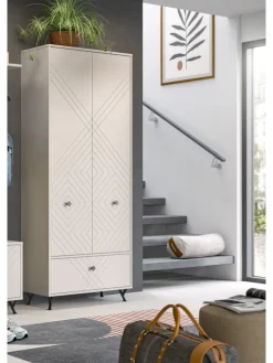 Garderobenschrank (B/H/T: 80x190x35 cm) in sandbeige