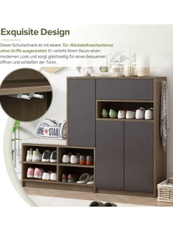 Garderobenset in Grau mit Sitzbank 4 Haken und Schubladen 100x180x35 cm