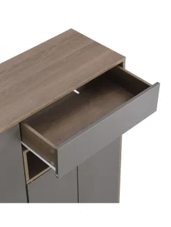 Garderobenset in Grau mit Sitzbank 4 Haken und Schubladen 100x180x35 cm