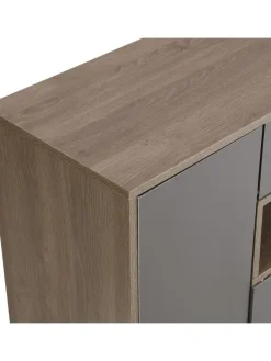 Garderobenset in Grau mit Sitzbank 4 Haken und Schubladen 100x180x35 cm