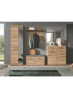 Garderoben-Set ink. Sitzkissen (B/H/T: 272x197x40 cm) in Evoke Oak Nachbildung